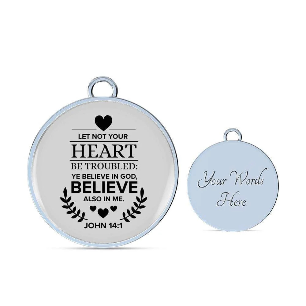 Believe In God Scripture Personalized Engraved Silver Circle Bangle Bracelet